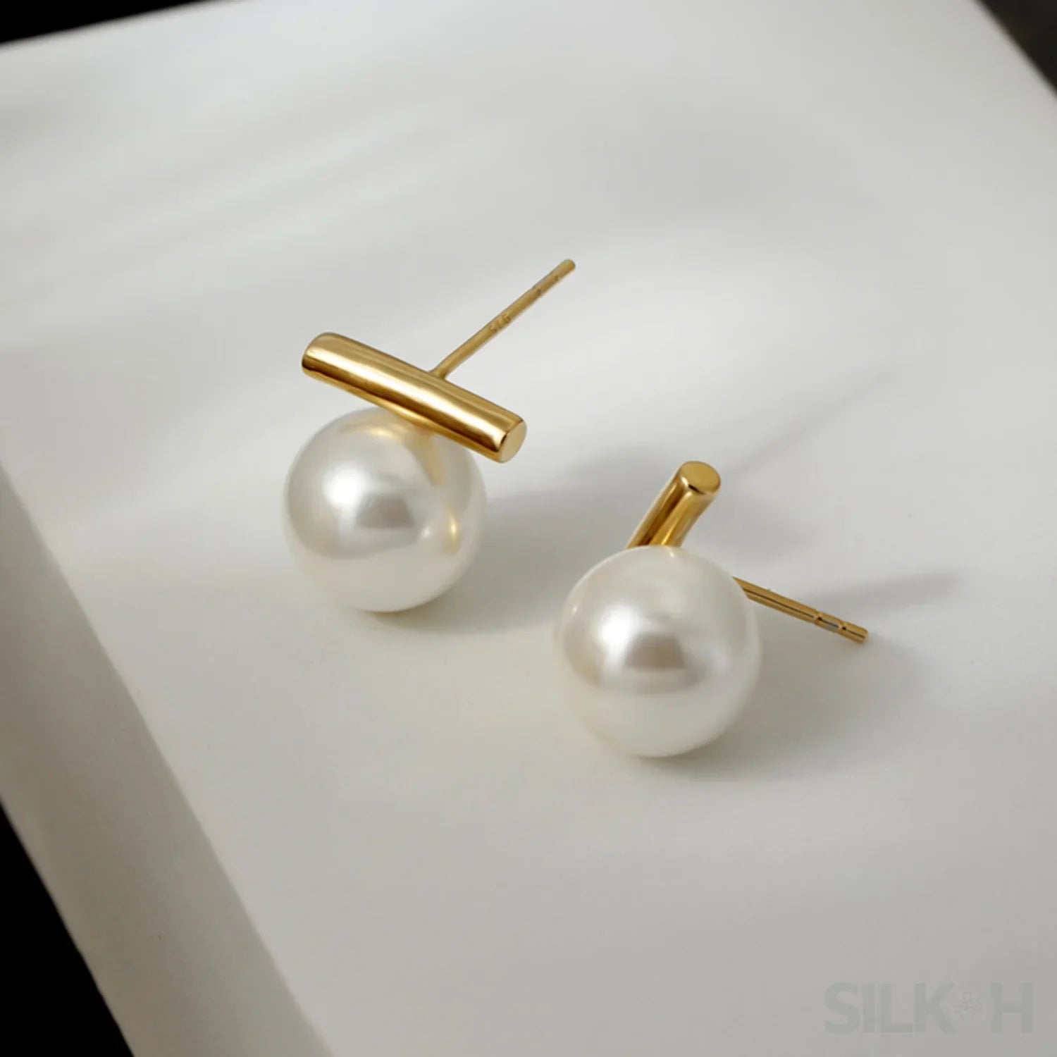 Round 18K Gold Sterling Silver Pearl Stud Bridal Earrings Gia - Sassygrove