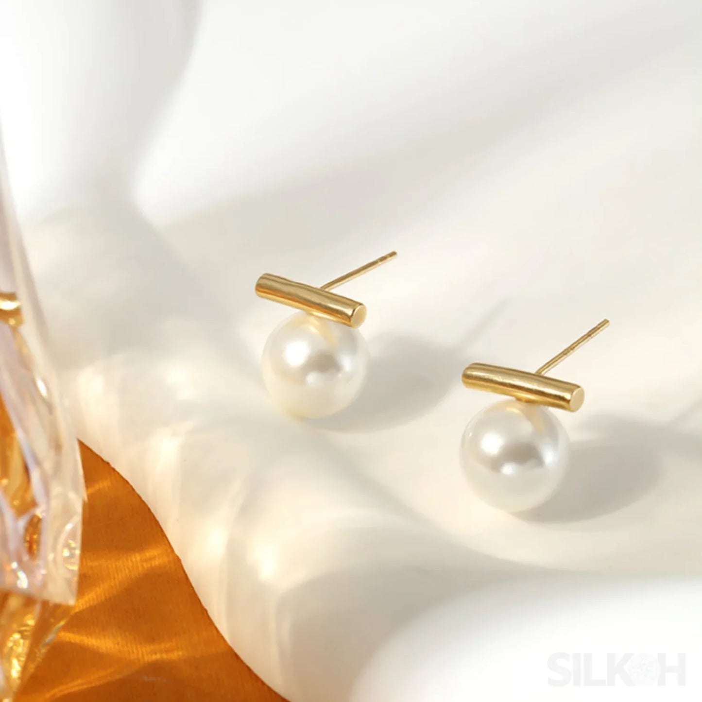 Round 18K Gold Sterling Silver Pearl Stud Bridal Earrings Gia - Sassygrove