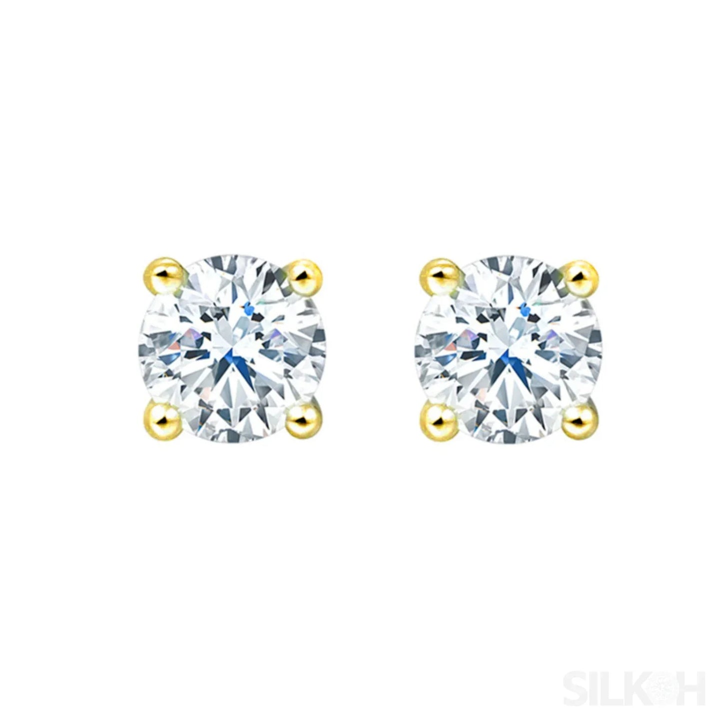 Round Four Prong Sterling Silver Zircon Inlaid Earrings Ora - Sassygrove