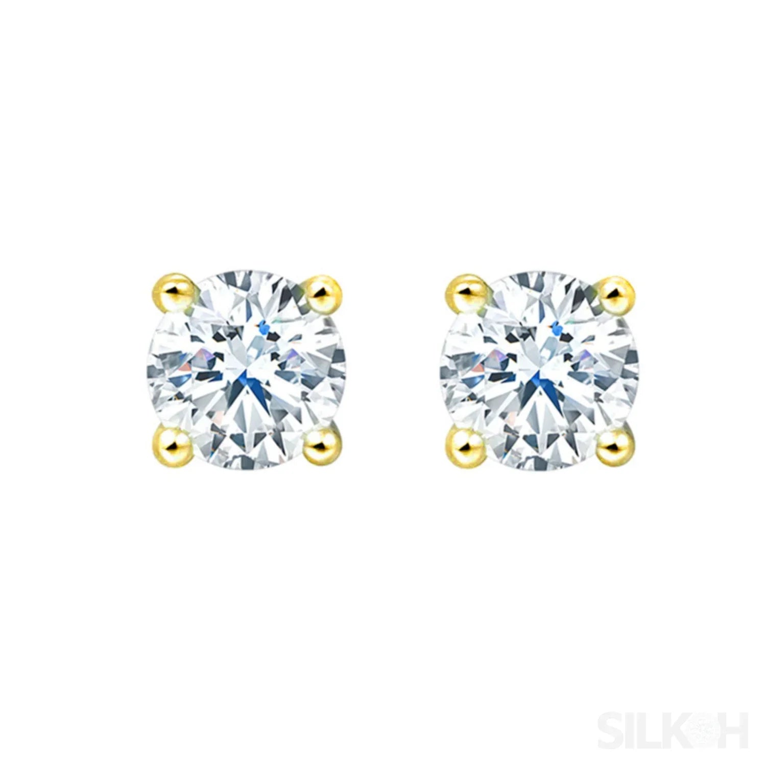 Round Four Prong Sterling Silver Zircon Inlaid Earrings Ora - Sassygrove