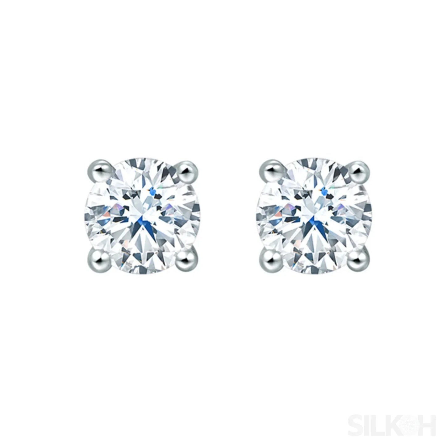 Round Four Prong Sterling Silver Zircon Inlaid Earrings Ora - Sassygrove