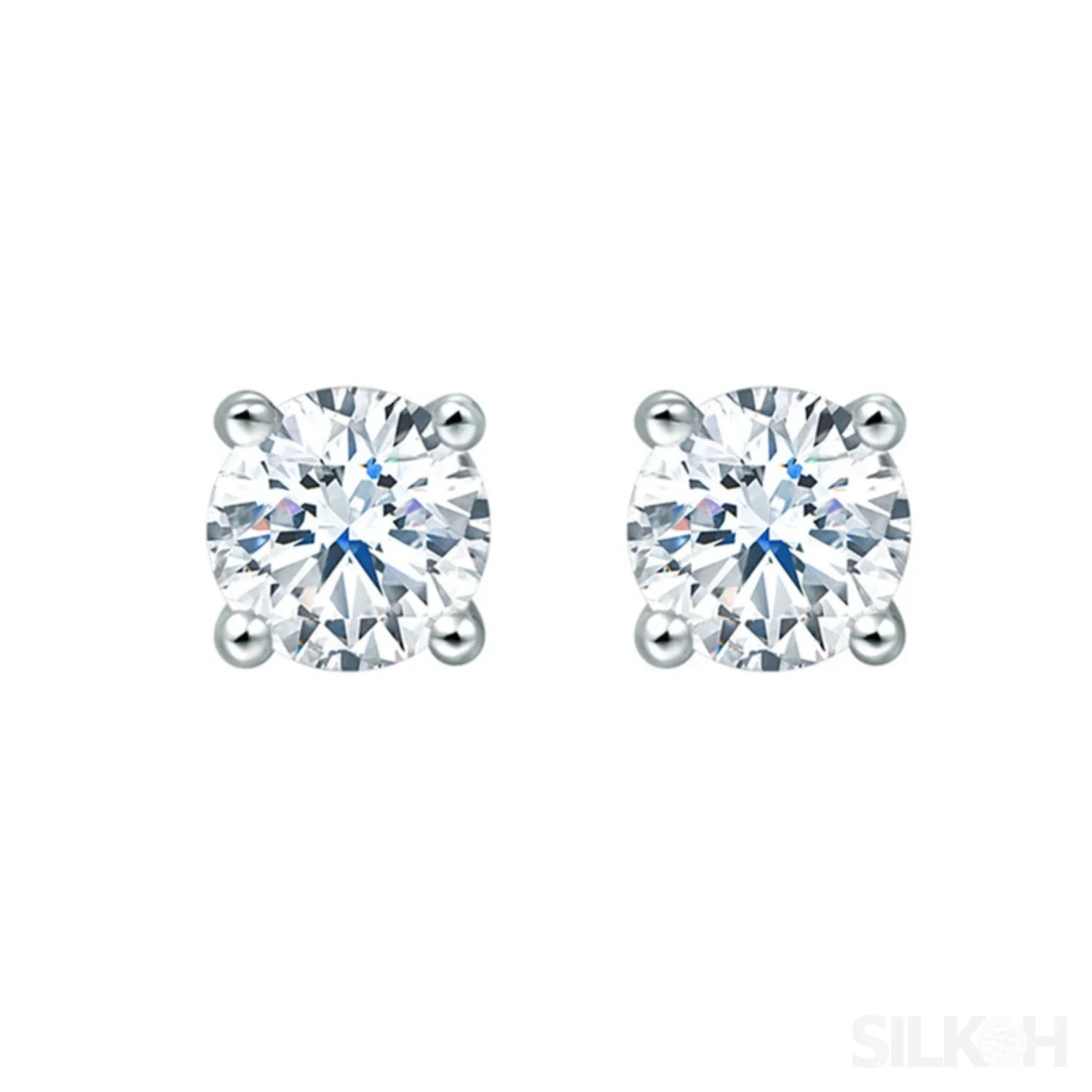 Round Four Prong Sterling Silver Zircon Inlaid Earrings Ora - Sassygrove