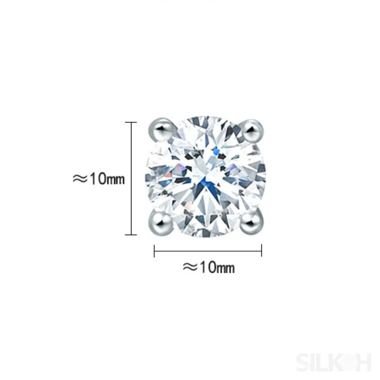 Round Four Prong Sterling Silver Zircon Inlaid Earrings Ora - Sassygrove