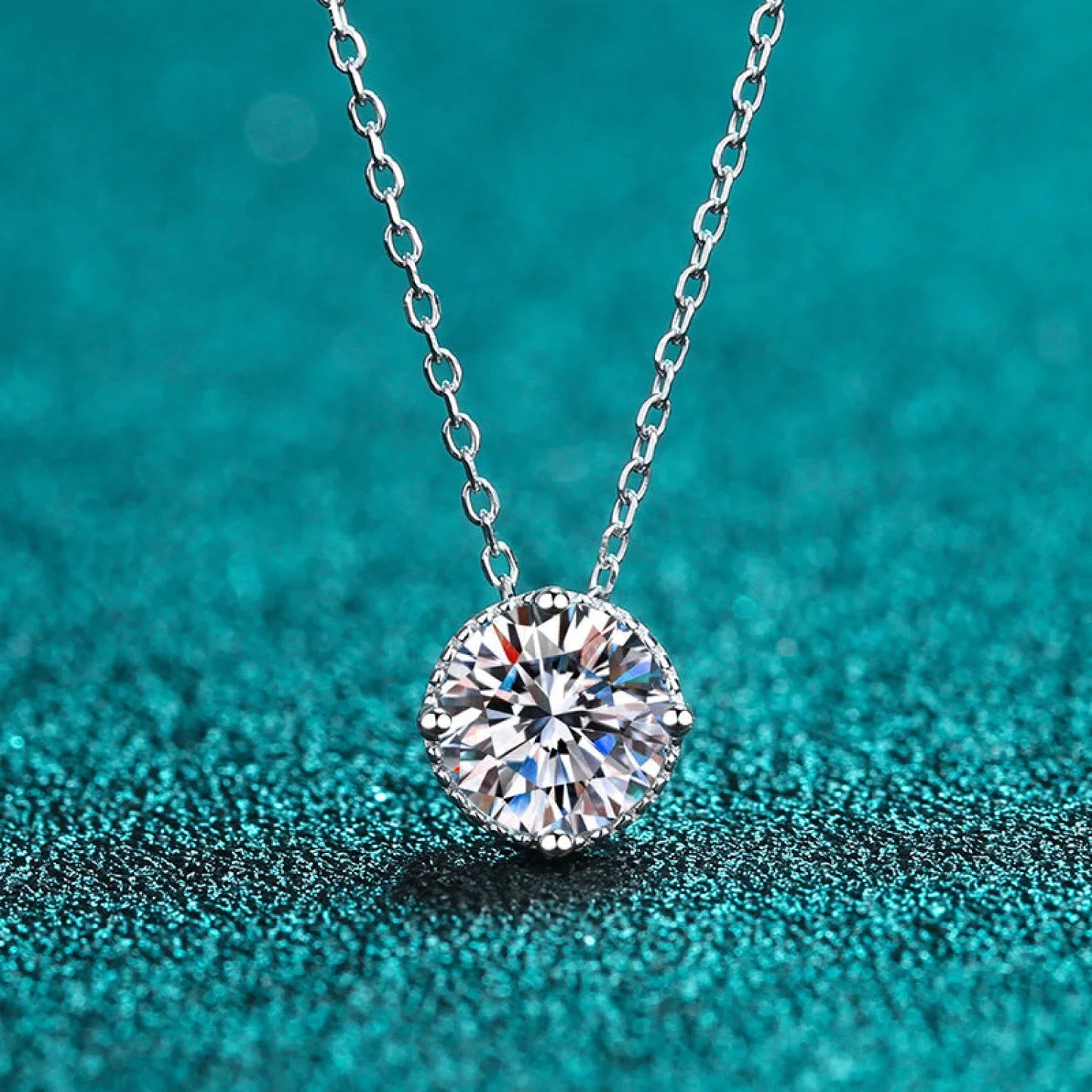 Round Pie 925 Sterling Silver Moissanite Necklace Cal - Sassygrove