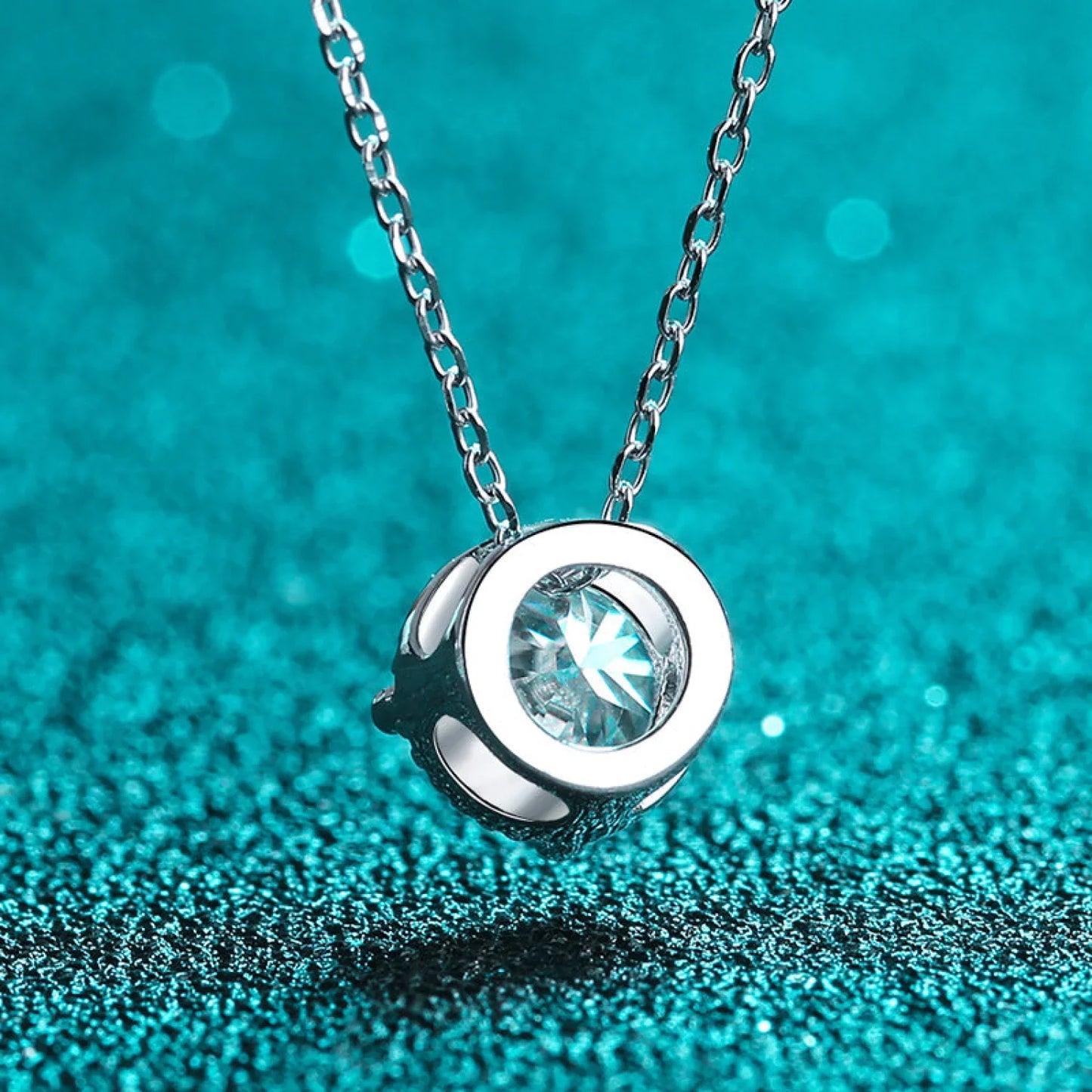 Round Pie 925 Sterling Silver Moissanite Necklace Cal - Sassygrove