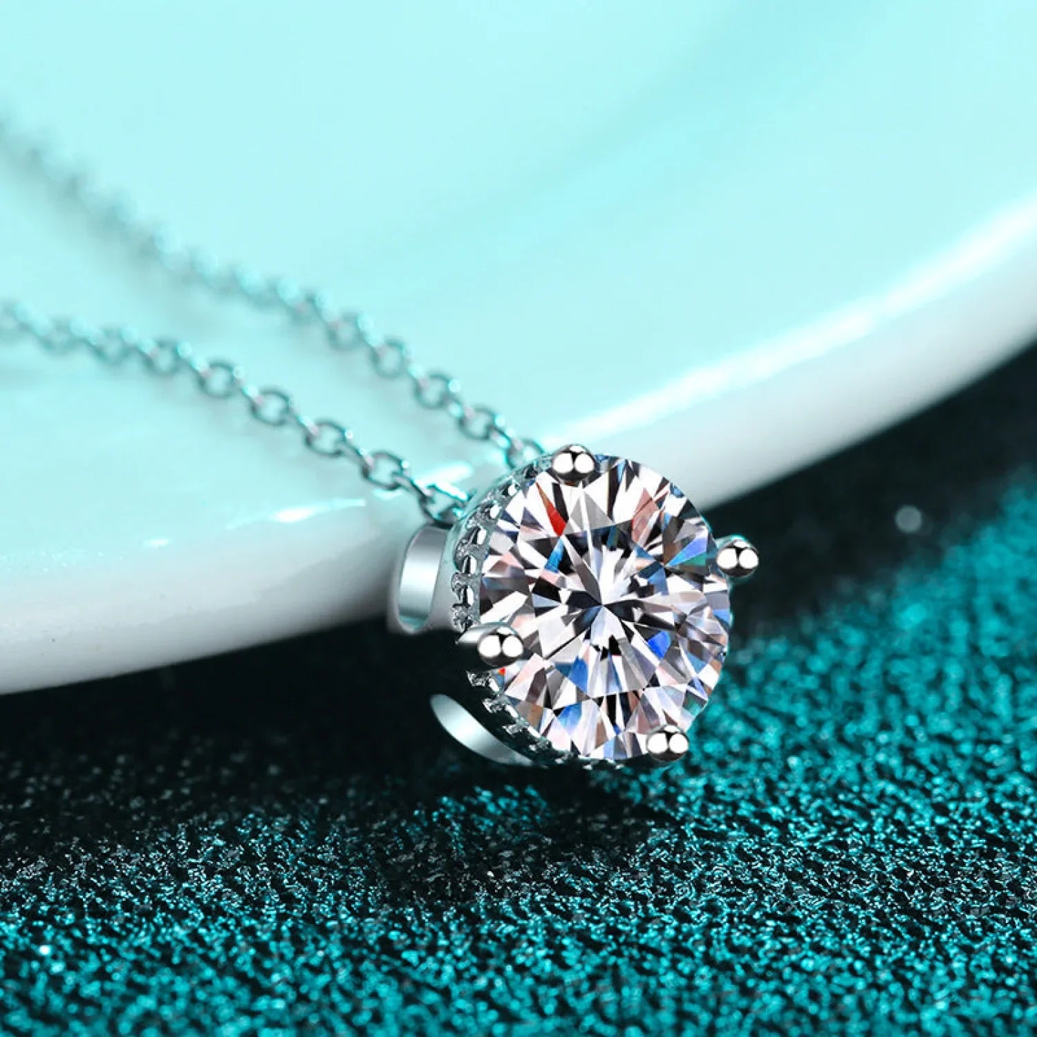 Round Pie 925 Sterling Silver Moissanite Necklace Cal - Sassygrove
