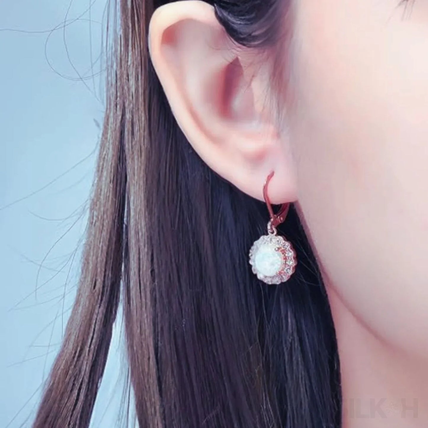 Round Retro Sterling Silver Opal Drop Bridal Earrings Cat - Sassygrove