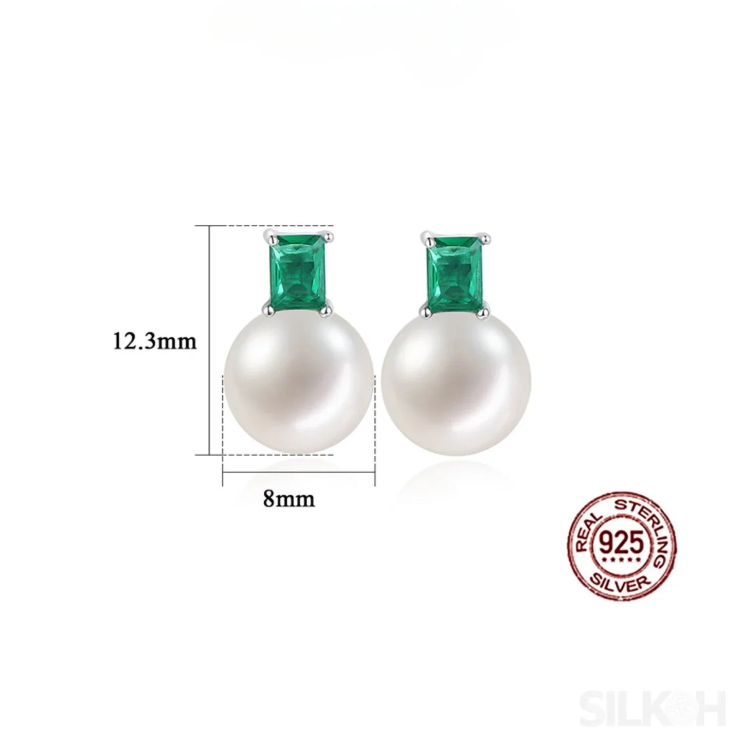 Round Sterling Silver CZ Pearl Stud Earrings Alyssa - Sassygrove