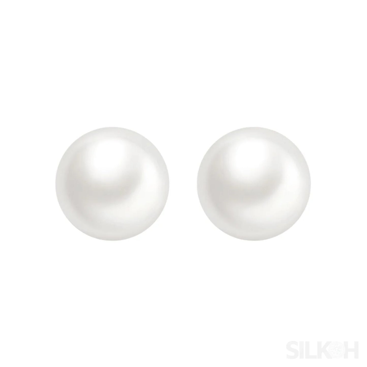 Round Sterling Silver Freshwater Pearl Stud Earrings Ada - Sassygrove