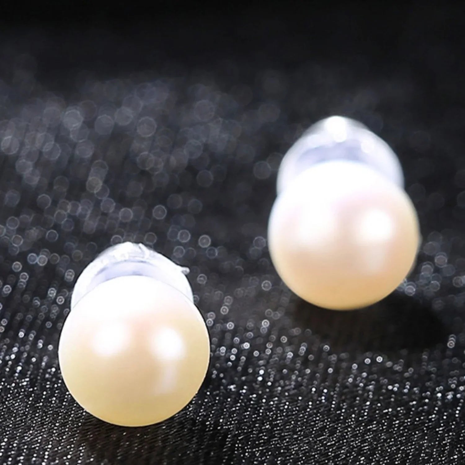 Round Sterling Silver Freshwater Pearl Stud Earrings Ada - Sassygrove