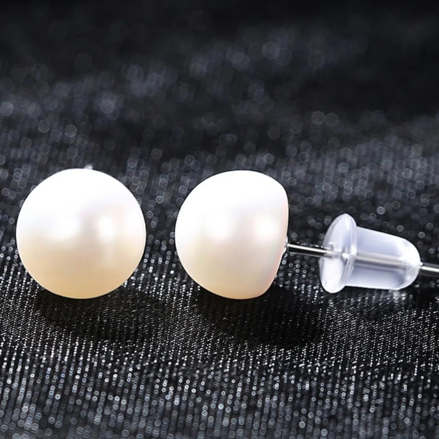 Round Sterling Silver Freshwater Pearl Stud Earrings Ada - Sassygrove