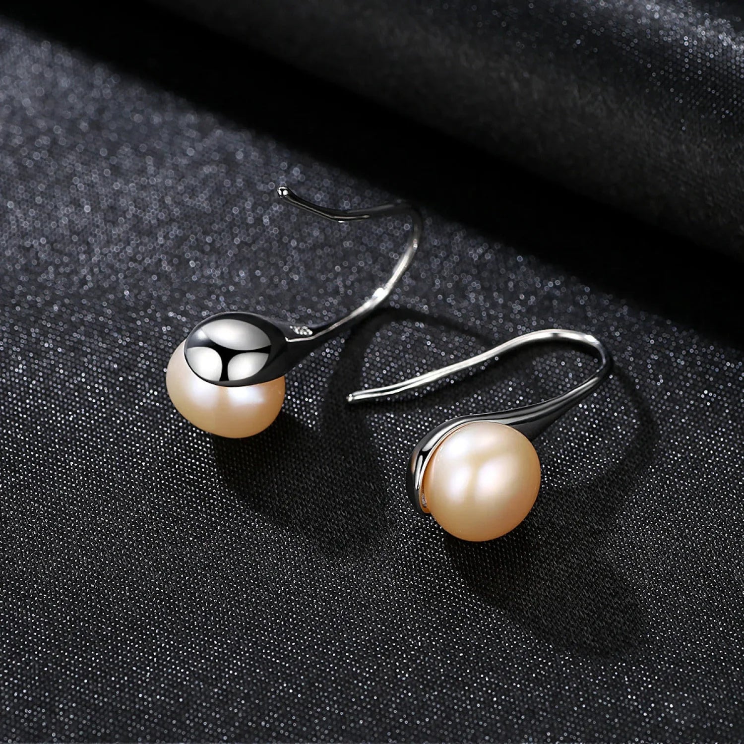 Round Sterling Silver pearl Drop Earrings Ann - Sassygrove