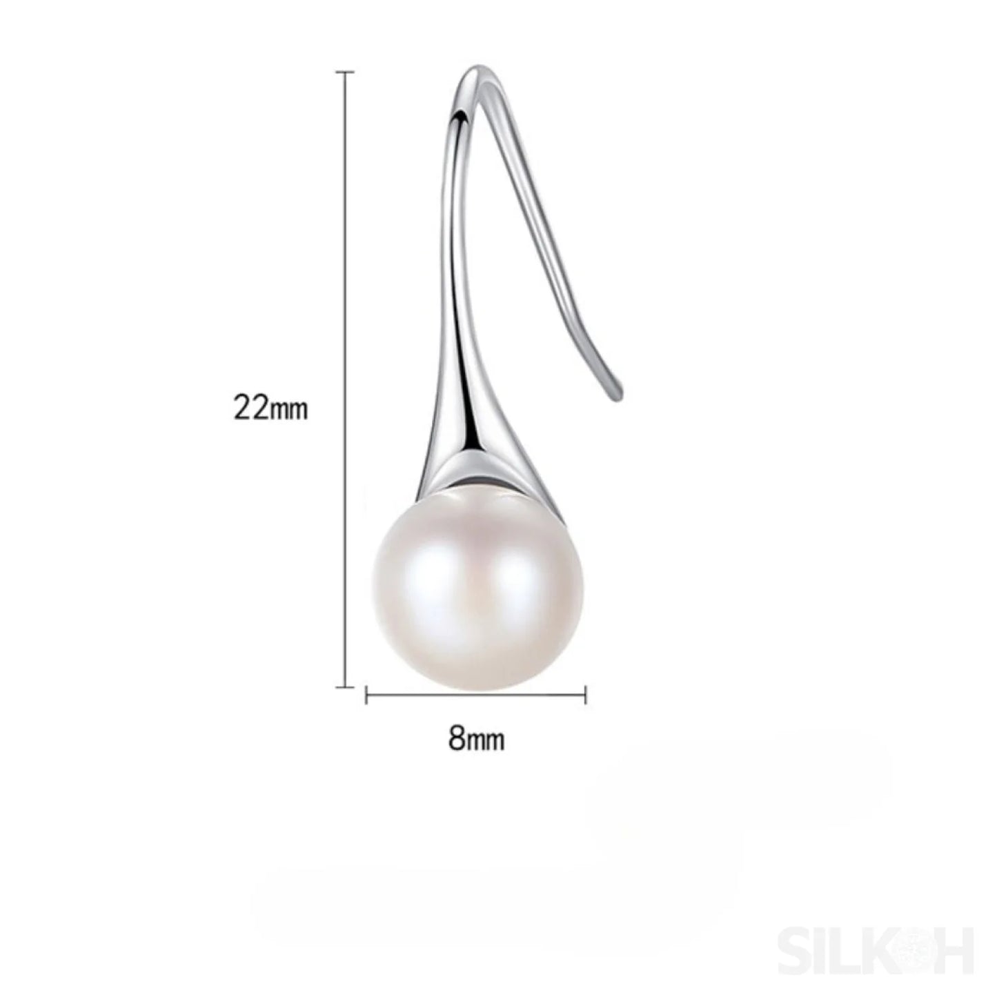 Round Sterling Silver pearl Drop Earrings Ann - Sassygrove