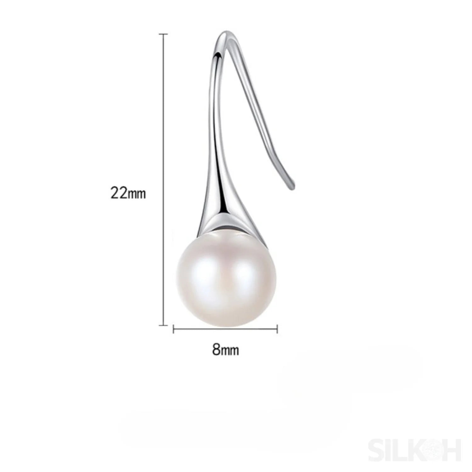 Round Sterling Silver pearl Drop Earrings Ann - Sassygrove