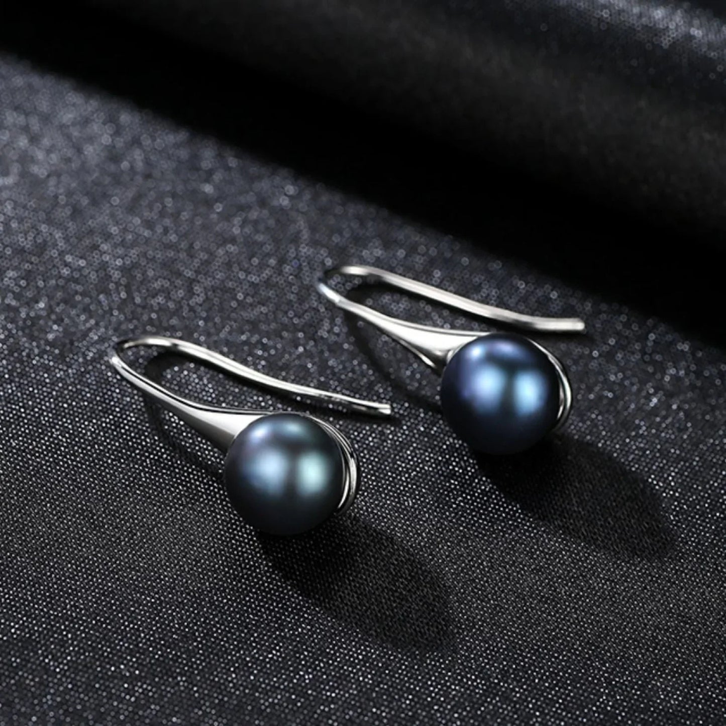 Round Sterling Silver pearl Drop Earrings Ann - Sassygrove
