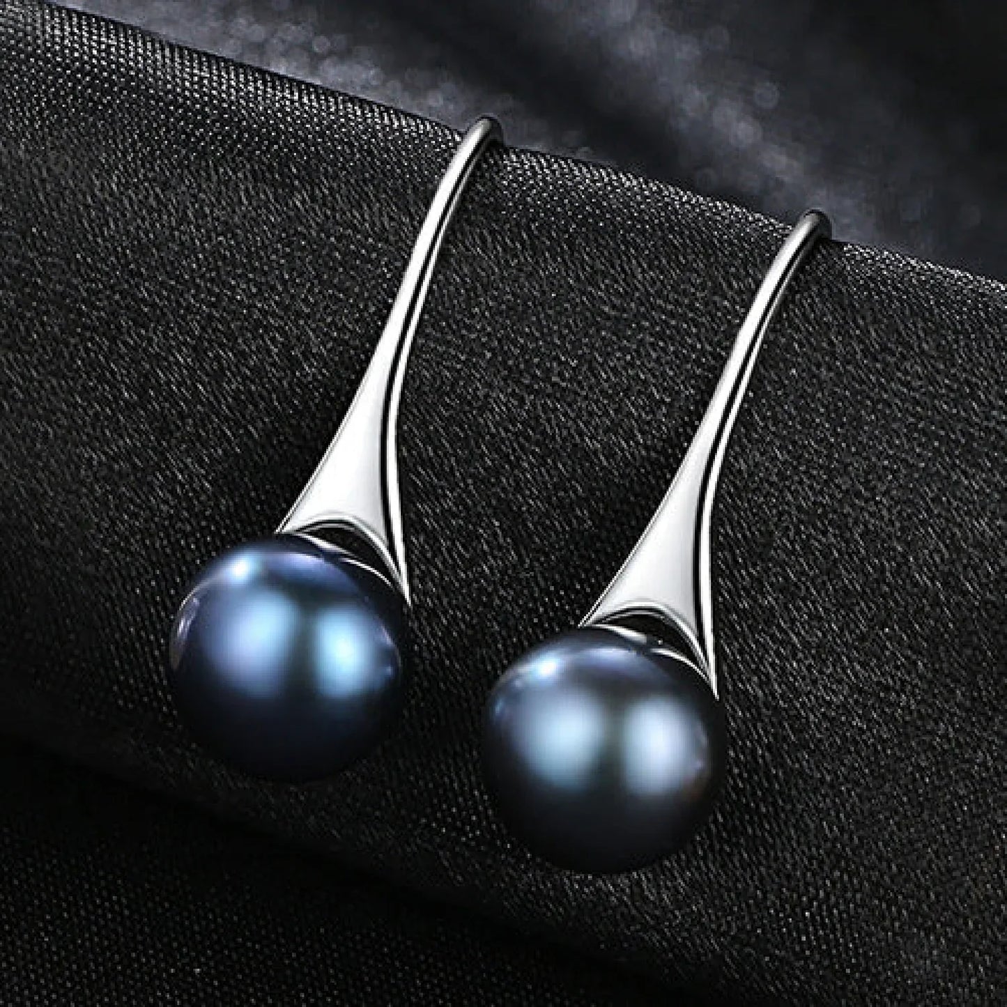 Round Sterling Silver pearl Drop Earrings Ann - Sassygrove