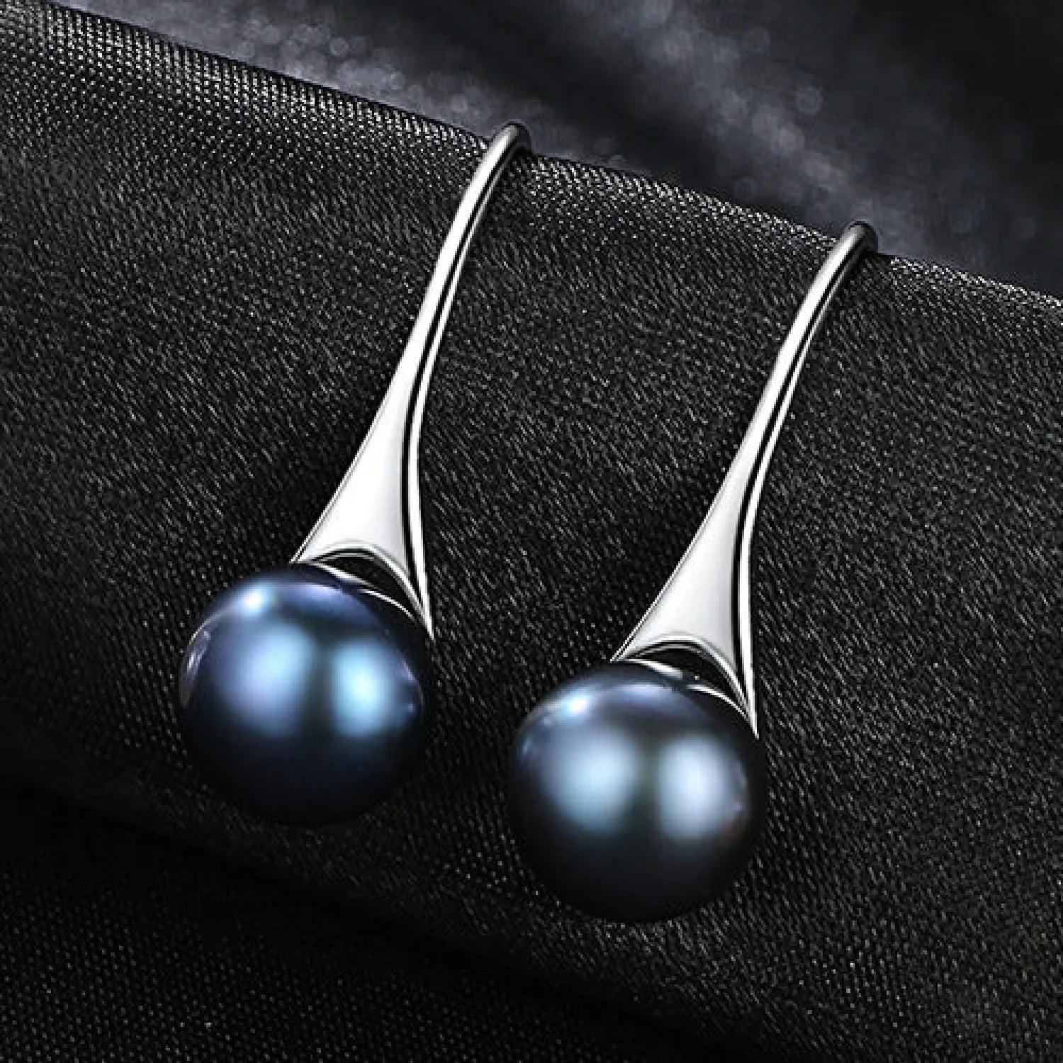 Round Sterling Silver pearl Drop Earrings Ann - Sassygrove