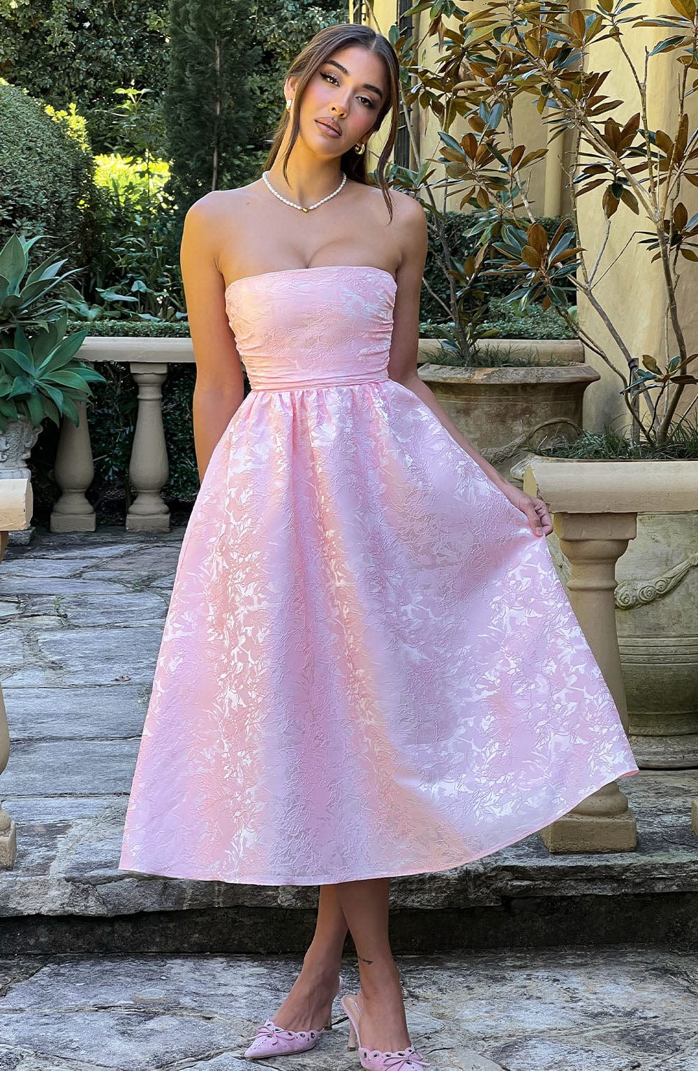 Sienna Midi Dress - Blush - Sassygrove