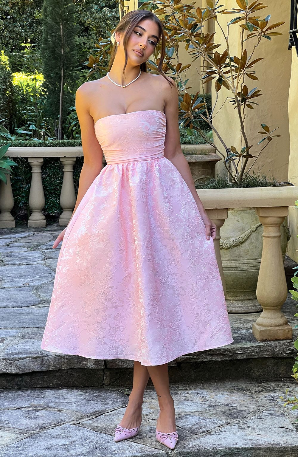 Sienna Midi Dress - Blush - Sassygrove