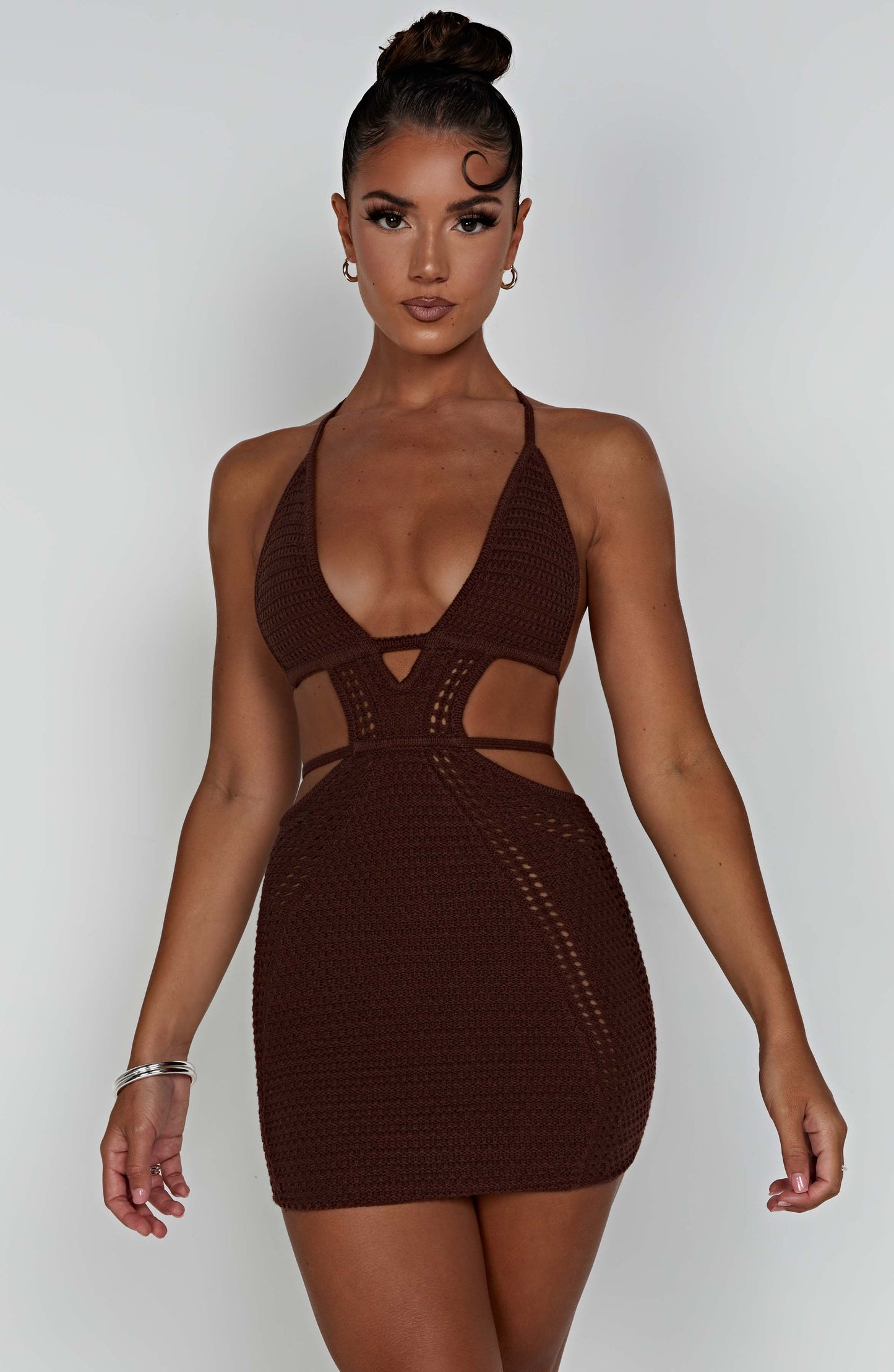 Sylvia Mini Dress - Chocolate - Sassygrove