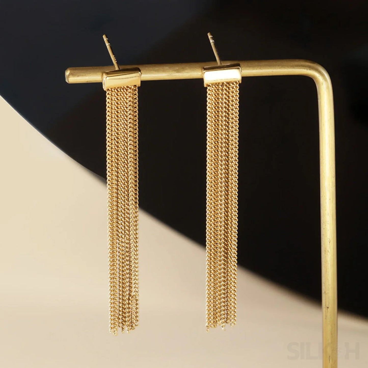 Simple Tassel Sterling Silver Fringe Drop Earrings Fay - Sassygrove