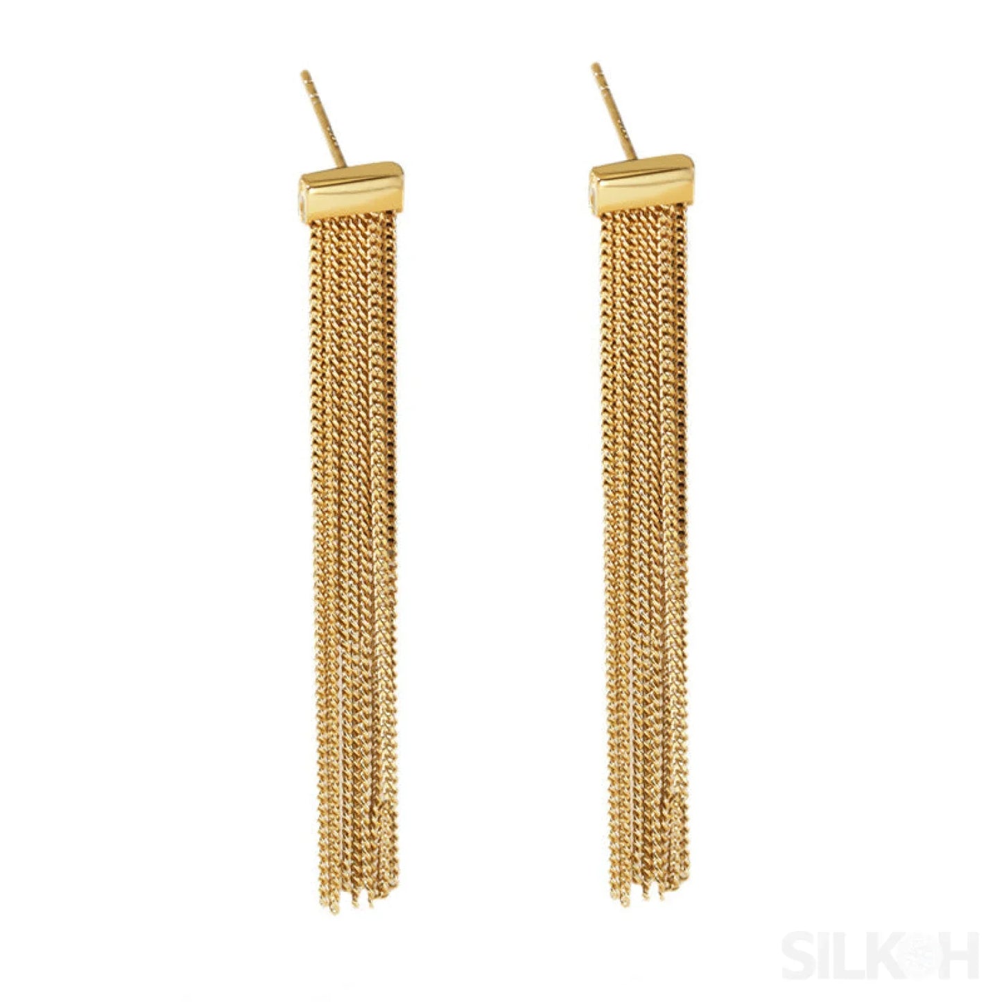 Simple Tassel Sterling Silver Fringe Drop Earrings Fay - Sassygrove