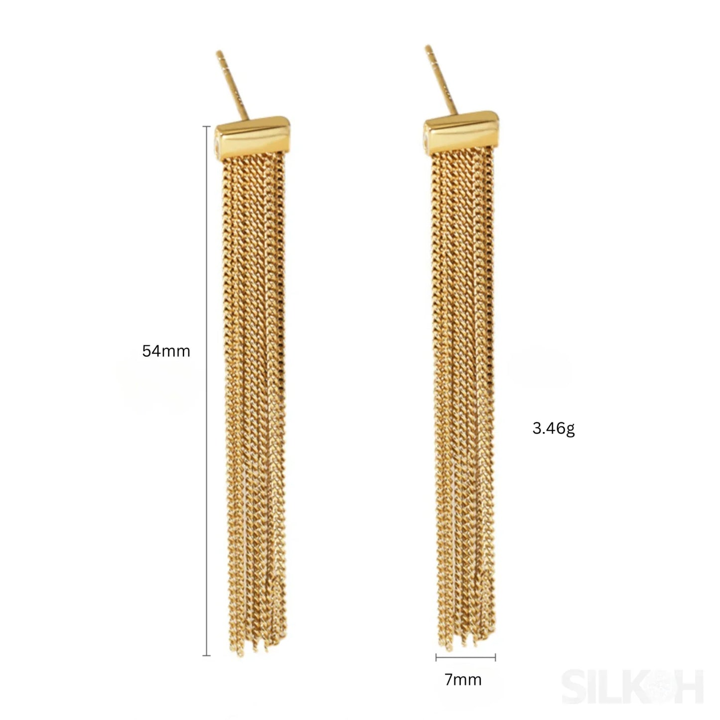 Simple Tassel Sterling Silver Fringe Drop Earrings Fay - Sassygrove