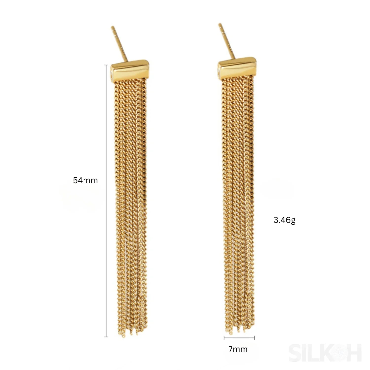 Simple Tassel Sterling Silver Fringe Drop Earrings Fay - Sassygrove
