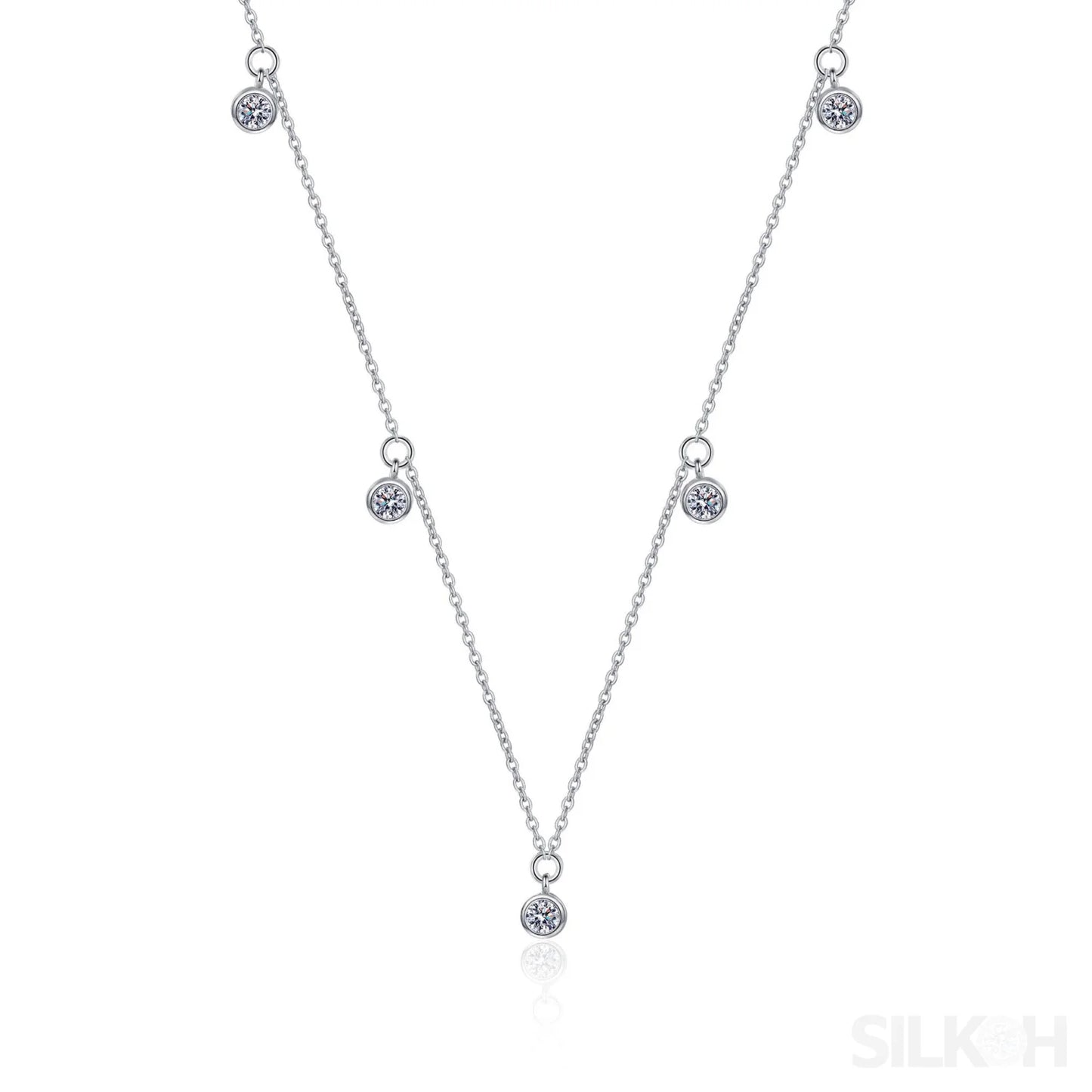 Star Clavicle 925 Sterling Silver Moissanite Necklace Cam - Sassygrove