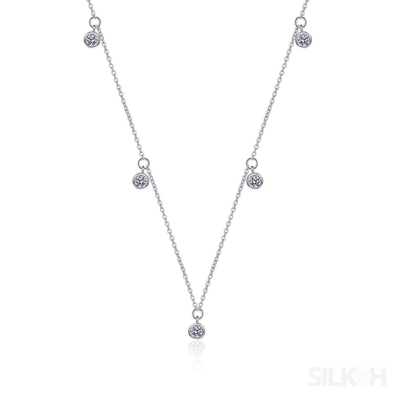 Star Clavicle 925 Sterling Silver Moissanite Necklace Cam - Sassygrove