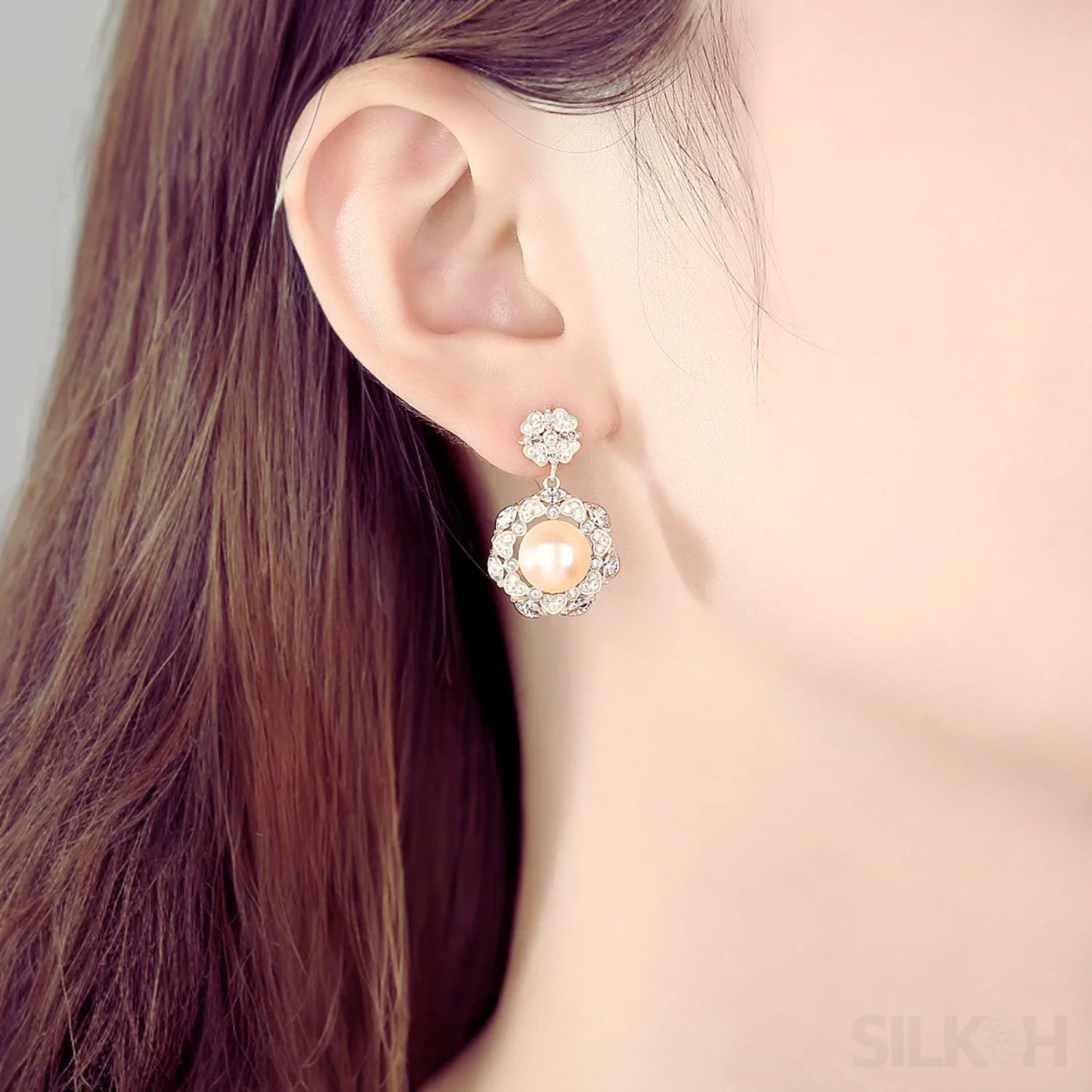 Steamed Bun Sterling Silver Pearl Bead flower Earrings Alaia - Sassygrove