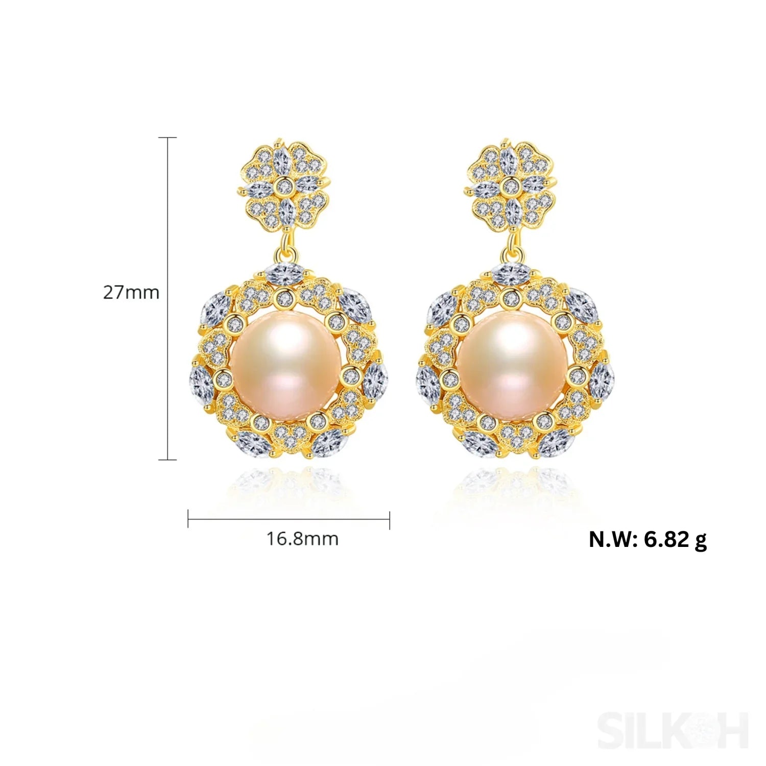 Steamed Bun Sterling Silver Pearl Bead flower Earrings Alaia - Sassygrove