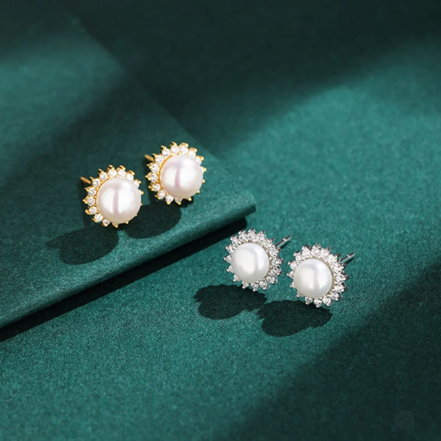 Sunflower Sterling Silver Pearl Stud Earrings Amaya - Sassygrove