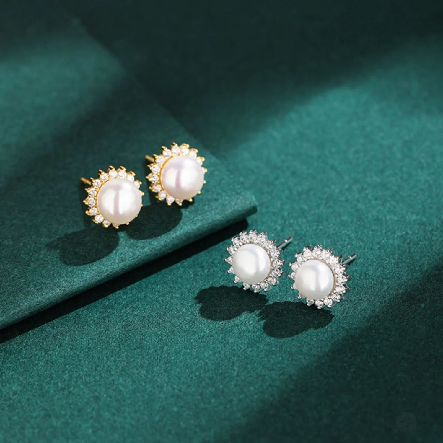 Sunflower Sterling Silver Pearl Stud Earrings Amaya - Sassygrove
