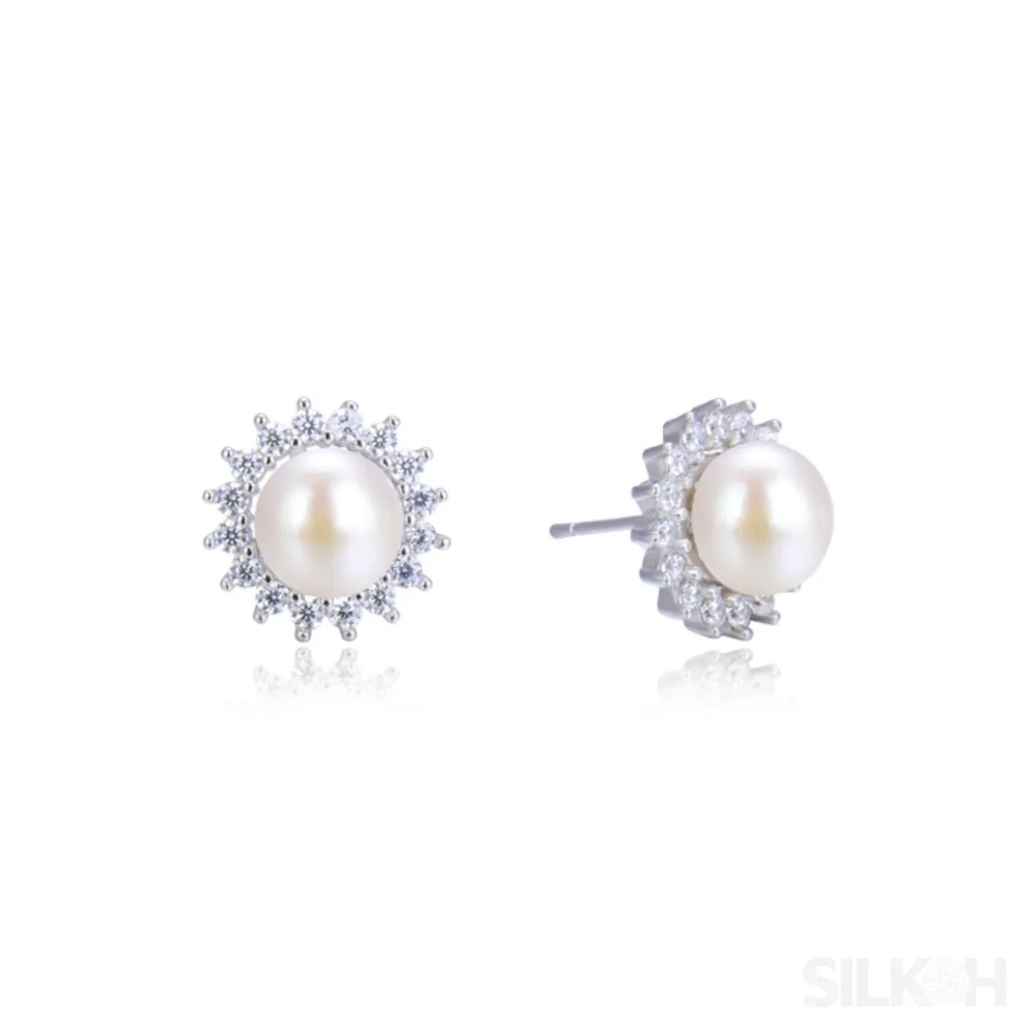 Sunflower Sterling Silver Pearl Stud Earrings Amaya - Sassygrove