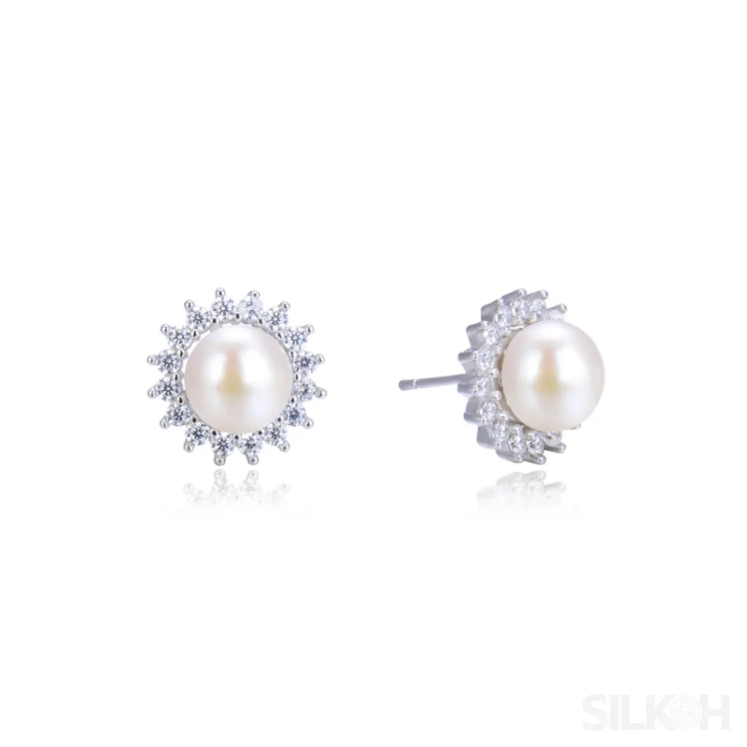 Sunflower Sterling Silver Pearl Stud Earrings Amaya - Sassygrove
