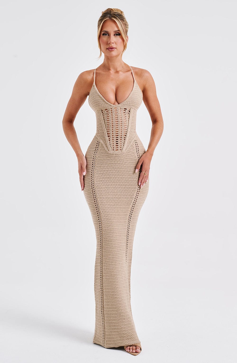 Xena Maxi Dress - Beige - Sassygrove