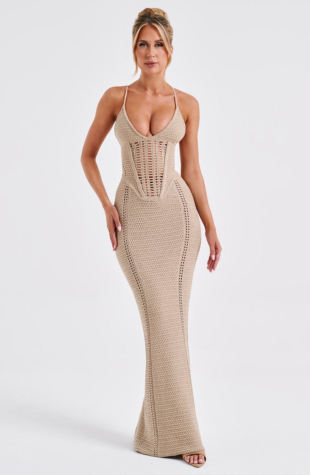 Xena Maxi Dress - Beige - Sassygrove