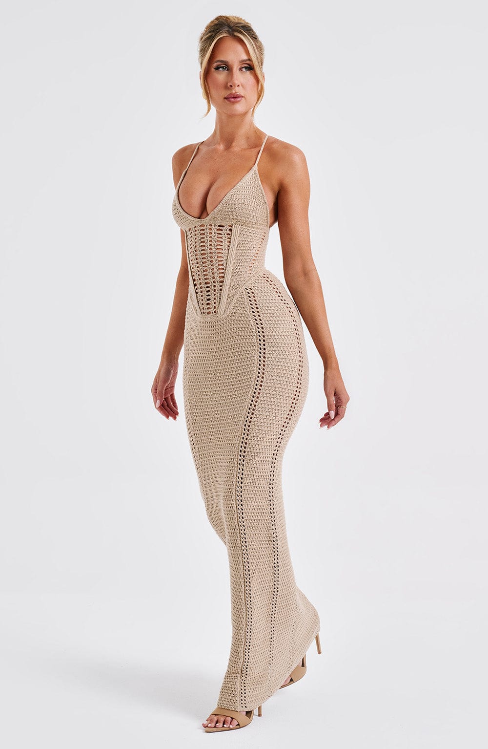 Xena Maxi Dress - Beige - Sassygrove