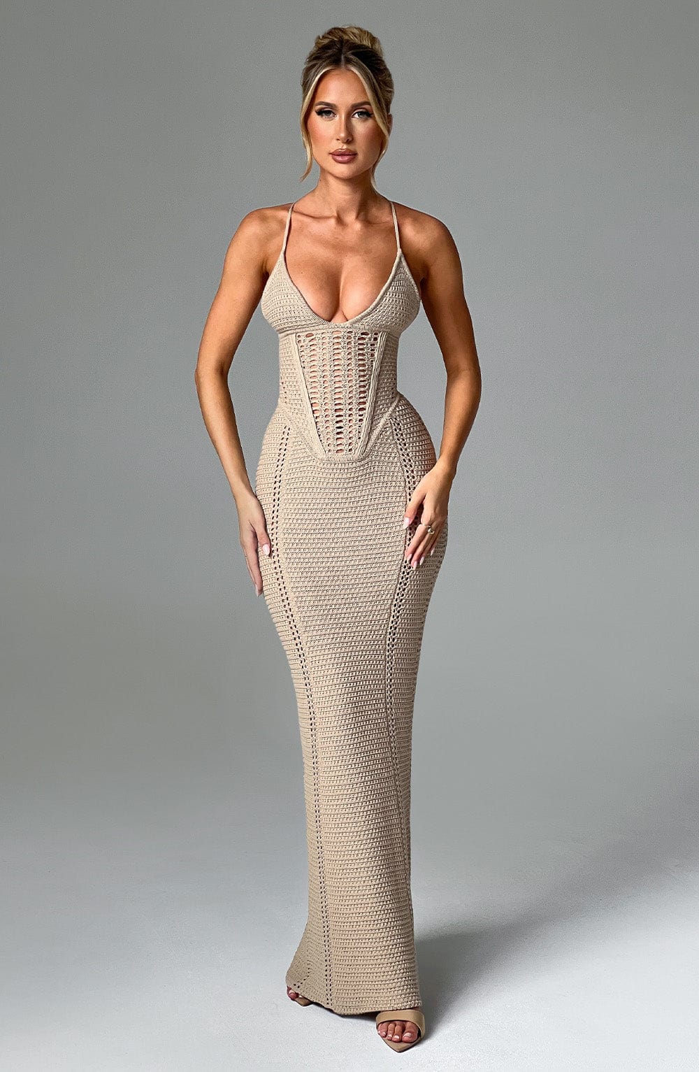 Xena Maxi Dress - Beige - Sassygrove