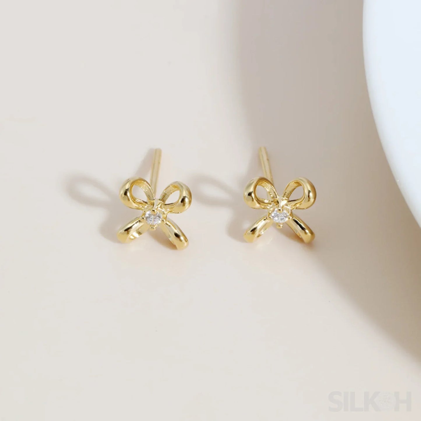 Zircon Inlaid 18K Gold Plated Sterling Silver Minimalist Stud Earrings Mia - Sassygrove