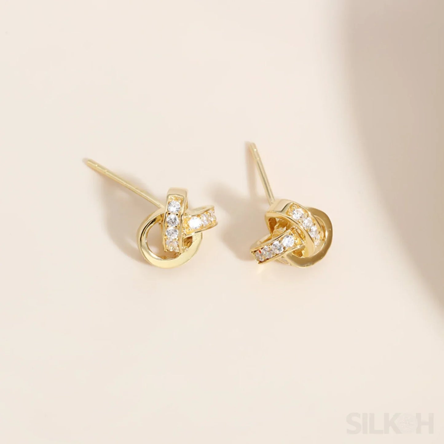 Zircon Inlaid 18K Gold Plated Sterling Silver Minimalist Stud Earrings Mia - Sassygrove