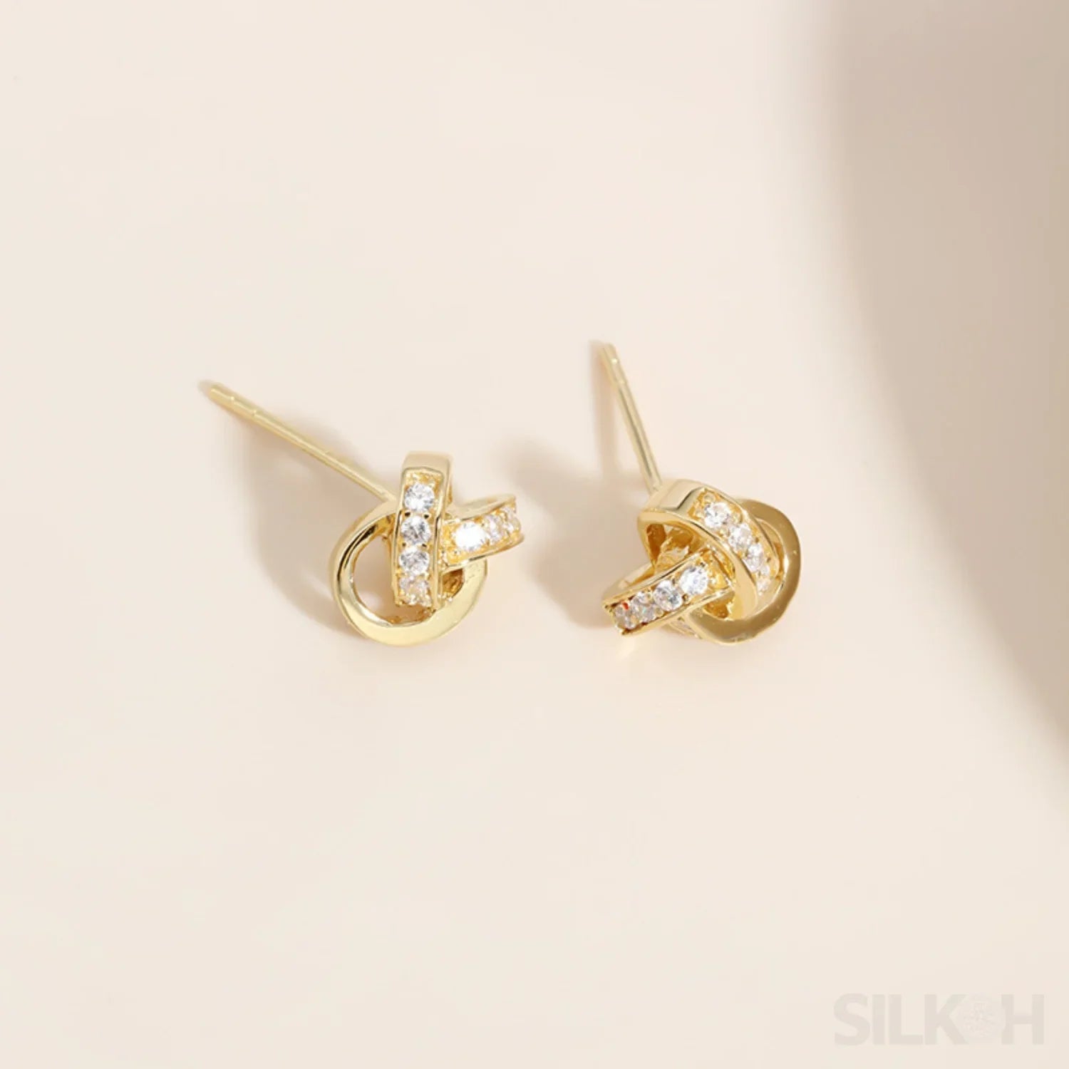 Zircon Inlaid 18K Gold Plated Sterling Silver Minimalist Stud Earrings Mia - Sassygrove