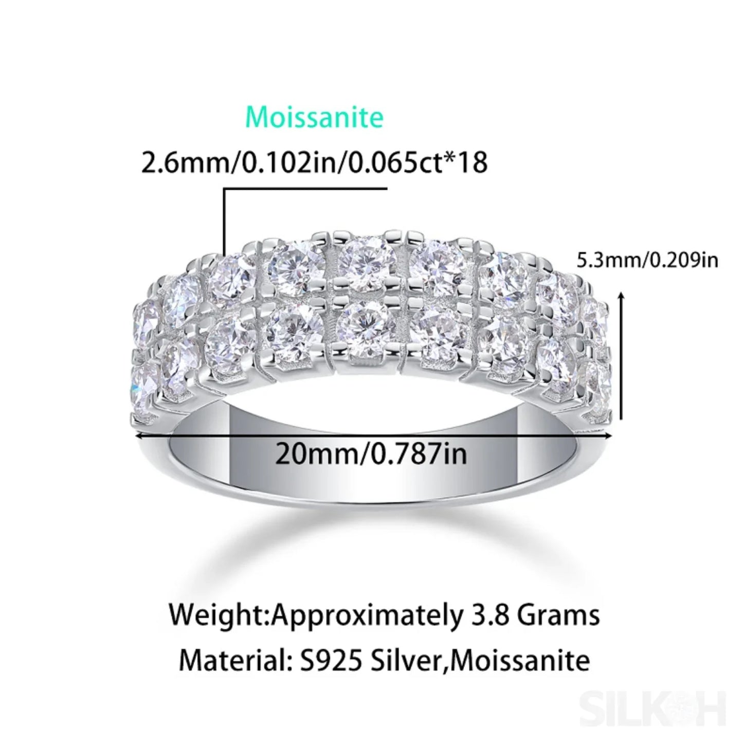 1.08 Carat Moissanite Sterling Silver Round Cut Ring Arianna