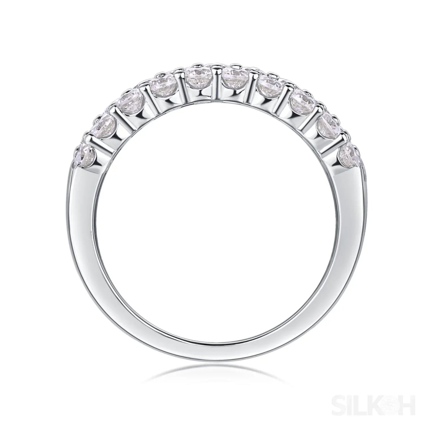 1.8 Carat Moissanite Sterling Silver Pave Triple Row Ring Amaya