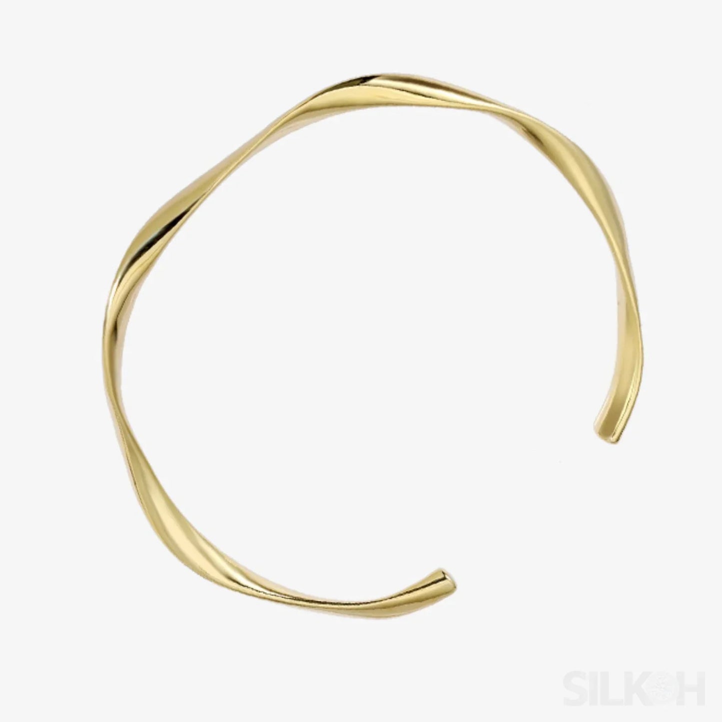 18K Gold Plated Open Hand Sterling Silver Bracelet Cat