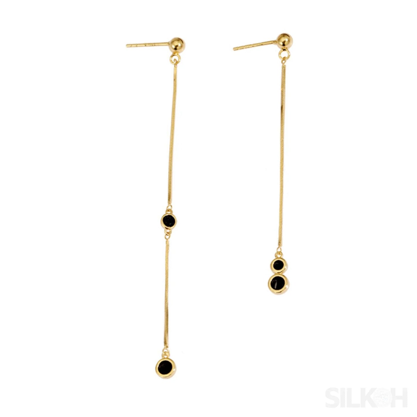 18K Gold Plated Sterling Silver Asymmetrical Dangle Earrings Scottie