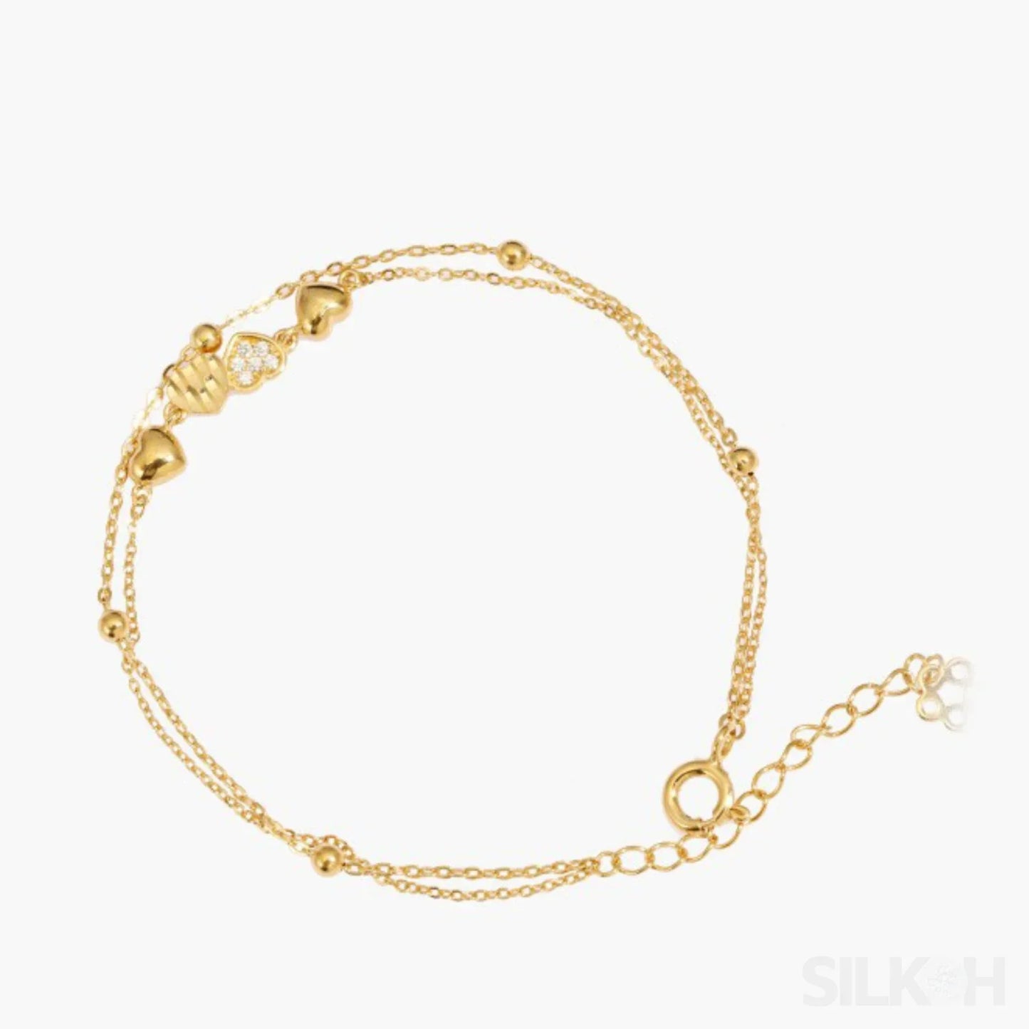 18K Gold Plated Sterling Silver Double Layer Bracelet Cia