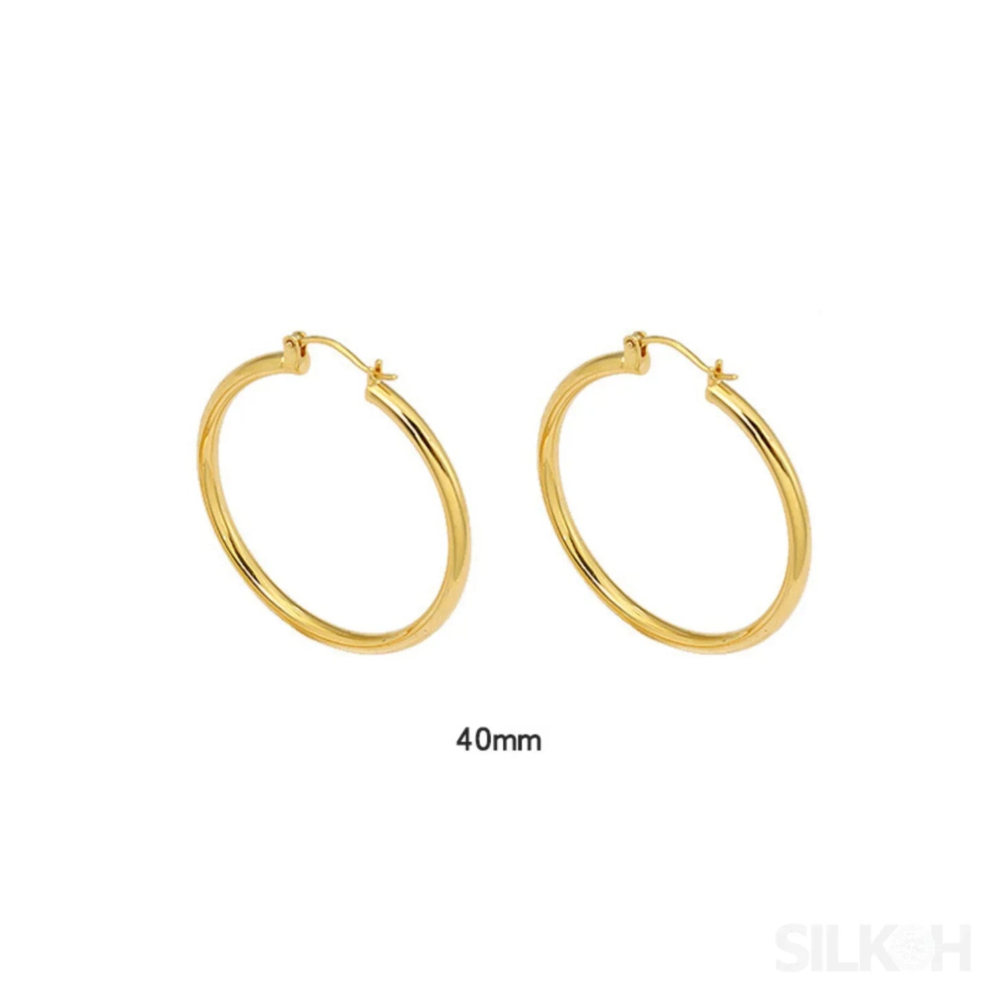 18K Gold Plated Sterling Silver Hoop Earrings Jen