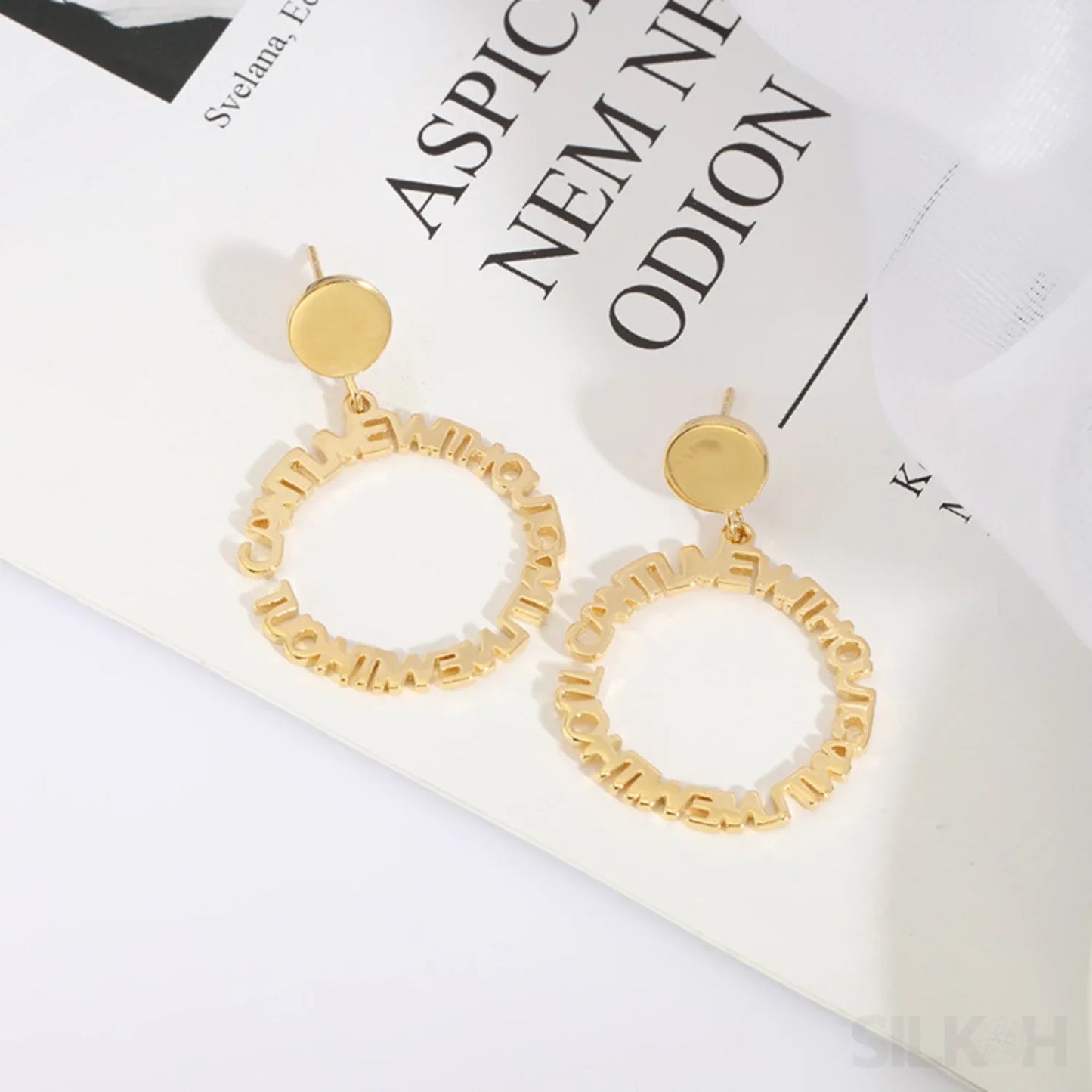 18K Gold Plated Sterling Silver Letter Earrings Nia